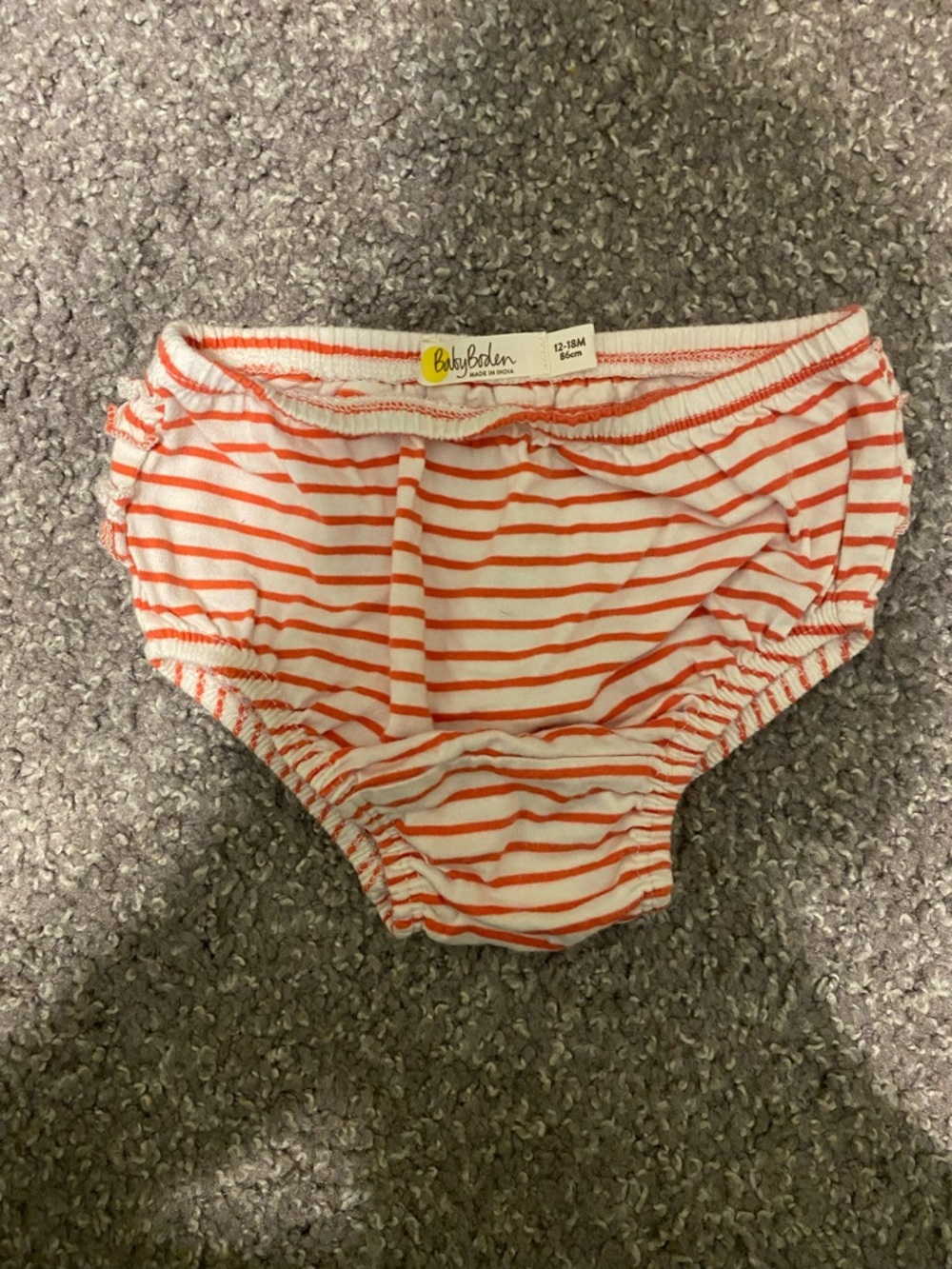 Baby Boden Orange and White Striped Bloomers